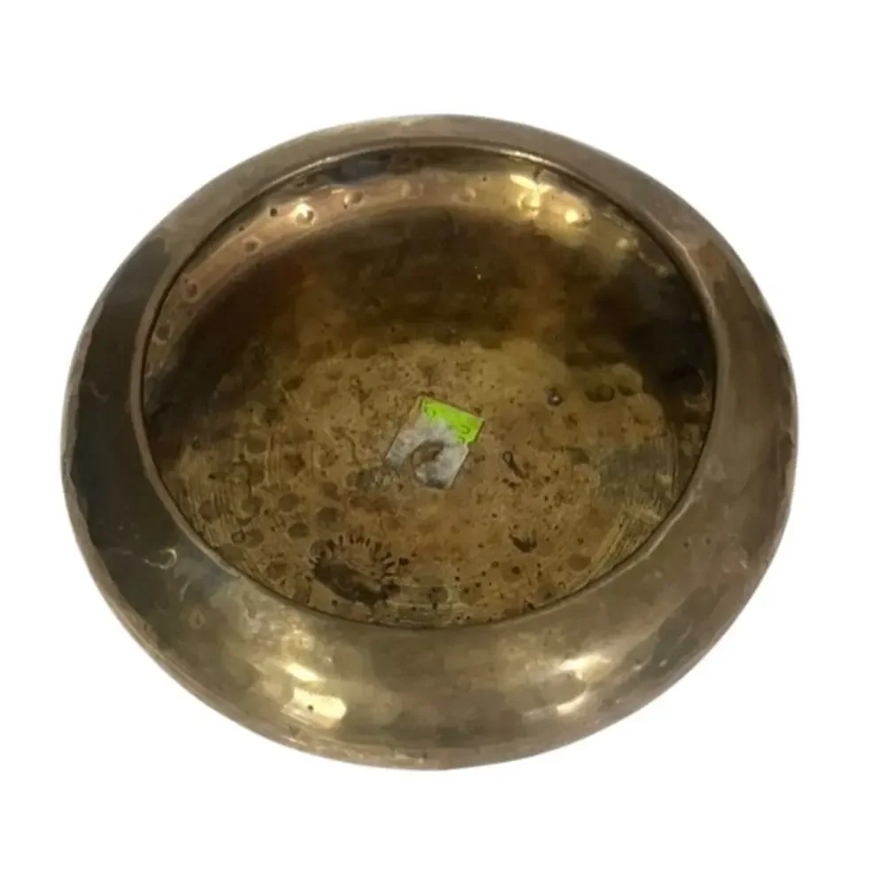 Vintage Solid Brass Hammered Vase Bowl Pot floral Planter VTG Made in India